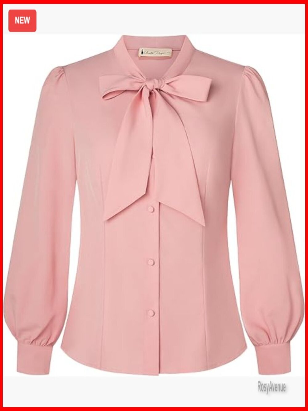 Women's Bow Tie Neck Blouse Long Sleeve Button Down Shirt Work Office